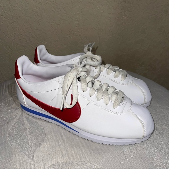 Nike | Womens Classic Cortez Premium White Red And Blue Size: 6.5 - Picture 2 of 7